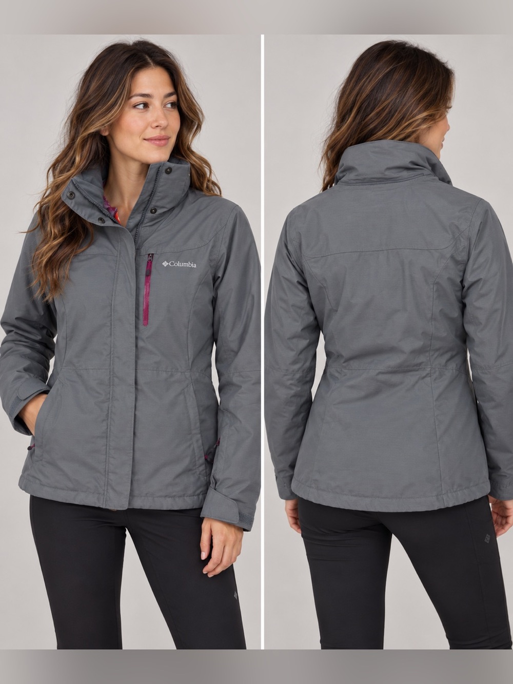 Columbia Alpine Action Omni-Heat Waterproof Ski Winter Jacket Gray Pink